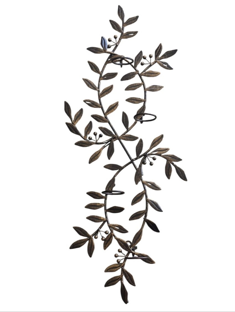 Vintage Style Metal Vine Wall Sconce 4 Votive Holders Tuscan Botanical Decor - Picture 2 of 4